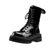 Botki męskie - glany ALTERCORE czarne 10-dziurkowe (353 VEGAN BLACK PATENT)-36 - miniaturka - grafika 1