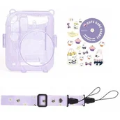 Paski, szelki, uprzęże foto - Futerał Etui Pokrowiec Case Do Fujifilm Fuji Instax Mini 12 + Naklejki I Kieszeń Na Zdjęcia / Słodki Królik / Fioletowy Brokat - miniaturka - grafika 1