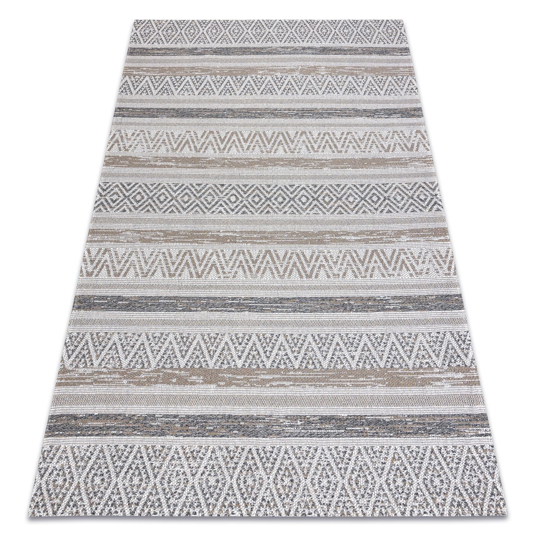 Dywan CASA Ekologiczny, EKO SIZAL Boho Zygzak 2806 krem / taupe, z bawełny recyklingowanej beżowy 172x270 cm