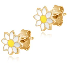 Srebrne Kolczyki 925 Złocone Stokrotki Grawer - Pamiątka Pierwszej Komunii Świętej - miniaturka - grafika 1