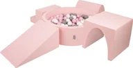 Suche baseny - KiddyMoon KiddyMoon Piankowy plac zabaw PPZP-OK30D-125 z piłeczkami różowy: biały-szary-pudrowy róż basen 200/klin L/górka/tunel/schodek Zabawka plac zabaw - miniaturka - grafika 1