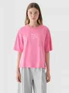 Koszulki sportowe damskie - Damski t-shirt z nadrukiem 4F 4FRAW24TTSHF2582 - różowy - miniaturka - grafika 1