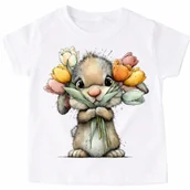 Koszulki dla dziewczynek - Koszulka dla dziecka z zajączkiem - wzór zajączek60-32 - miniaturka - grafika 1