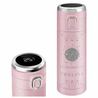 Kubki termiczne - Kubek termiczny różowy z wyświetlaczem LED i grawerem dla niej - miniaturka - grafika 1