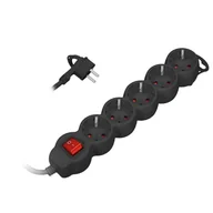 Przedłużacze i rozgałęźniki - HBF 5-krotny 2P+Z (Schuko), z wyłącznikiem, 3m H05VV-F 3x1,0mm2, Imax 10A, płaska wtyczka, czarny ORAE13150(GS)/B/3M - miniaturka - grafika 1