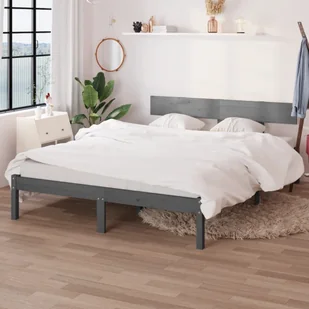 Łóżko z litego drewna sosna szara 160x200 cm - Łóżka - miniaturka - grafika 1