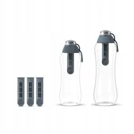 Butelki filtrujące - Zestaw: Butelka 300 ml Butelka 500 ml Stalowa Szara z 3 Filtrami - miniaturka - grafika 1
