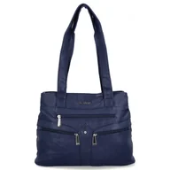 Torebki damskie - Torebka Damska Na Ramię Shopper Bag firmy Hernan 8006 Ciemno Granatowa - miniaturka - grafika 1