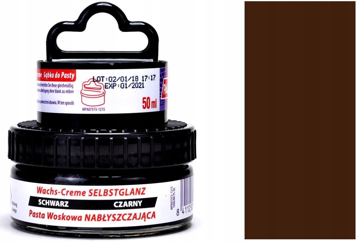 BRĄZOWY CIEMNY Pasta do butów ze skóry licowej WOSK Krem do obuwia + GĄBKA
