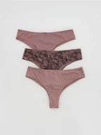 Moda i Uroda OUTLET - Reserved - Bawełniane majtki brazyliany 3 pack - ciemnobrązowy - miniaturka - grafika 1