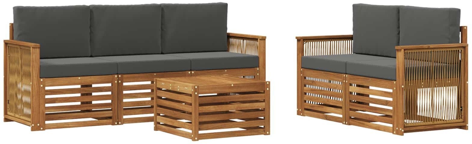 vidaXL Zestawy sof z poduszką 6 pcs Lite Drewno Akacji