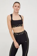 Bielizna sportowa damska - Puma biustonosz sportowy Deco Glam kolor czarny - miniaturka - grafika 1