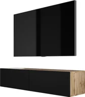 Szafki RTV - Wisząca szafka pod telewizor (szer.: 140 cm, wys.: 34 cm, gł.: 32 cm) szafka dolna, szafka pod telewizor, szafka pod telewizor w kolorze dąb Wotan/czarny mat - miniaturka - grafika 1
