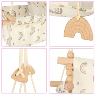 Huśtawka dla dzieci materiałowa drewniana wisząca tęcza - Leżaczki i huśtawki Huśtawka dla dzieci materiałowa drewniana wisząca tęcza - Leżaczki i huśtawki - miniaturka - grafika 4