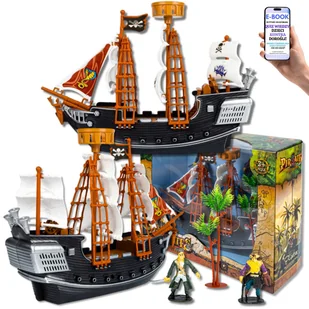 DUŻY STATEK PIRACKI ZESTAW DLA DZIECI Okręt Statek Piratów Dla Chłopca Armaty Maszt Żagle PREZENT DLA CHŁOPCA NA URODZINY ŚWIĘTA + EBOOK-2 - Samoloty i helikoptery - miniaturka - grafika 1