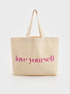 Reserved - Płócienna torebka shopper z nadrukiem - fioletowy - Torebki damskie - miniaturka - grafika 1