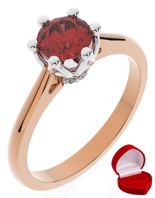 ZŁOTY PIERŚCIONEK ZARĘCZYNOWY 585 14k RUBIN 0,50 ct RÓŻOWE ZŁOTO R9