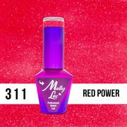 Lakiery hybrydowe - Molly Lac Lakier hybrydowy MollyLac Fantasyland Glitter Red Power 10 ml Nr 311 - miniaturka - grafika 1