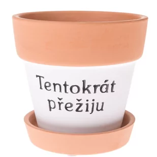Ceramiczna osłonka na doniczkę Tym razem przeżyję, 12,5 x 12 cm - Donice - miniaturka - grafika 1