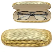 Akcesoria do okularów - Twarde etui Futerał na okulary złote ET-1031G - miniaturka - grafika 1