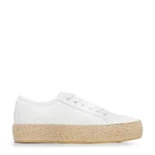 Półbuty męskie - Damskie sneakersy na słomkowej podeszwie białe - miniaturka - grafika 1