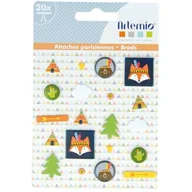 Spinacze i klipsy do papieru - 20 ćwieków Brads Fox Totem - miniaturka - grafika 1