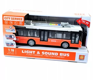 AUTOBUS POMARAŃCZOWY TROLEJBUS ŚWIATŁO DŹWIĘK 30CM - Samochody i pojazdy dla dzieci - miniaturka - grafika 1