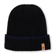 Czapki damskie - Męska czapka zimowa z logo czarno - granatowa - miniaturka - grafika 1