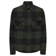 Koszule męskie - Koszula męska Only&Sons Milo flanelowa w kratę zielono-czarna-M - miniaturka - grafika 1