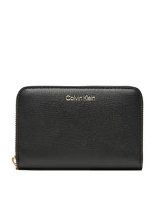 Calvin Klein Duży Portfel Damski Foil Logo Medium Zip Around LV04F1091G Czarny - Portfele - miniaturka - grafika 1