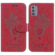 Portfele - Nokia G42 5G Portfel Etui z klapką PU Skórzana magnetyczna podpórka Gniazda na karty Pokrowiec Róża Kwiaty Wzór Yalo Czerwony - miniaturka - grafika 1