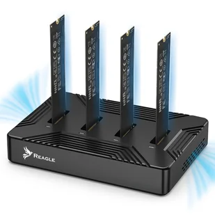 ADAPTER KIESZEŃ NA 4x DYSKI SSD NVME PCIe 2w1 SATA NGFF M.2 CZYTNIK USB 3.2 REAGLE - Obudowy i kieszenie na dyski twarde - miniaturka - grafika 1