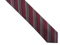Krawaty i muchy męskie - Bordowo-szary krawat męski w paski D368 - miniaturka - grafika 1