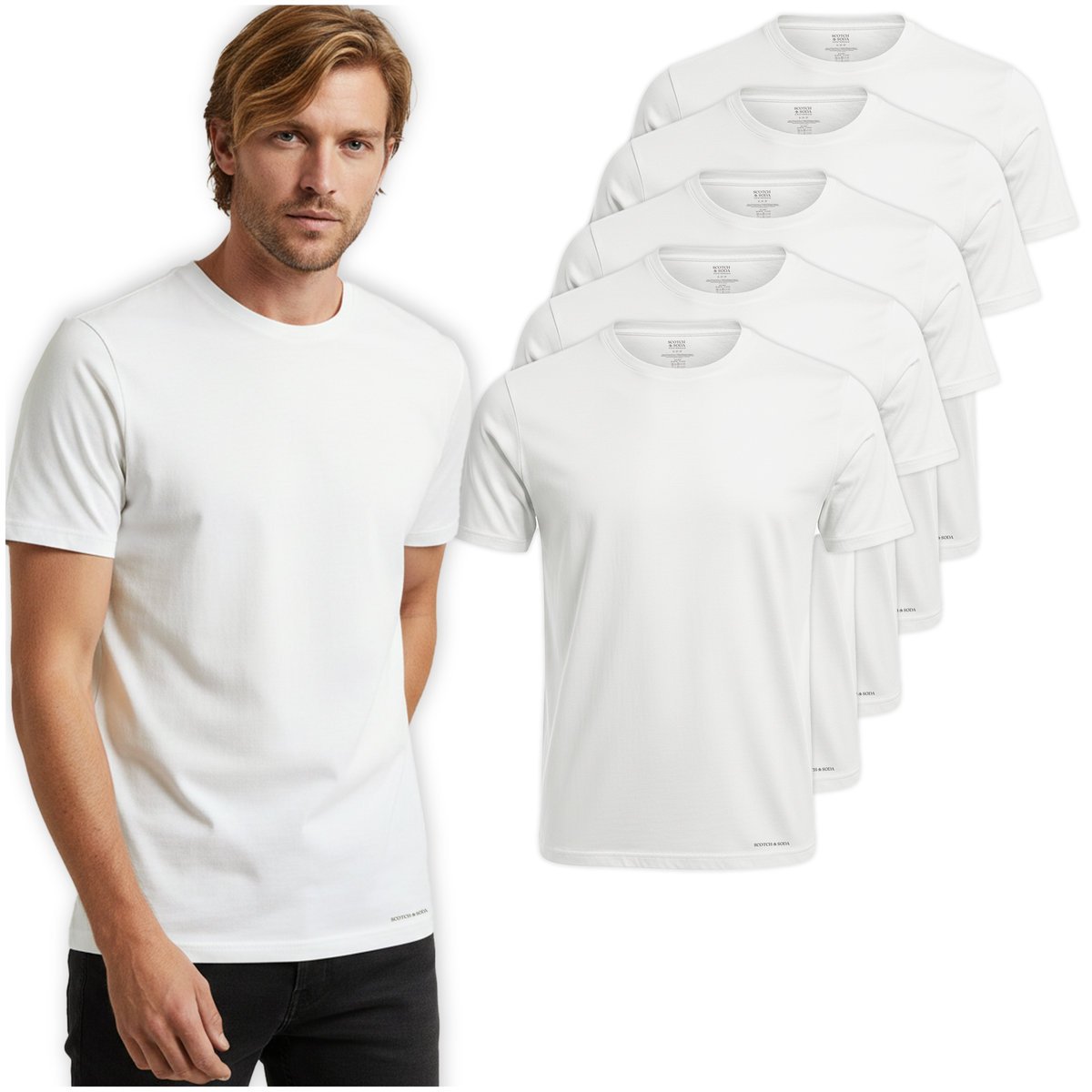 SCOTCH&SODA Koszulka Męska 5 sztuk Podkoszulek T-shirt Bawełna S