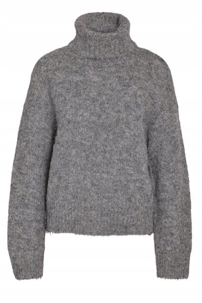 NOISY MAY SZARY SWETER Z WEŁNĄ Z GOLFEM I DŁUGIM RĘKAWEM S X_A