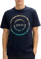 Koszulki męskie - T-Shirt z Nadrukiem Tom Tailor 1045662 Granatowy L - miniaturka - grafika 1