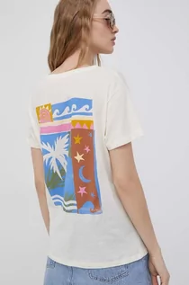 Koszulki i topy damskie - Billabong t-shirt bawełniany kolor beżowy - grafika 1