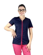 Odzież medyczna - Żakiet medyczny kosmetyczny na suwak granatowy z lamówką amarant 46 - miniaturka - grafika 1