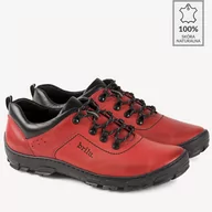 Półbuty męskie - Buty trekkingowe ze skóry naturalnej Charles czerwone - BRILU - miniaturka - grafika 1