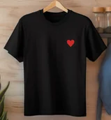 Koszulki i topy damskie - czarna Koszulka z sercem czerwonym na sercu - miniaturka - grafika 1