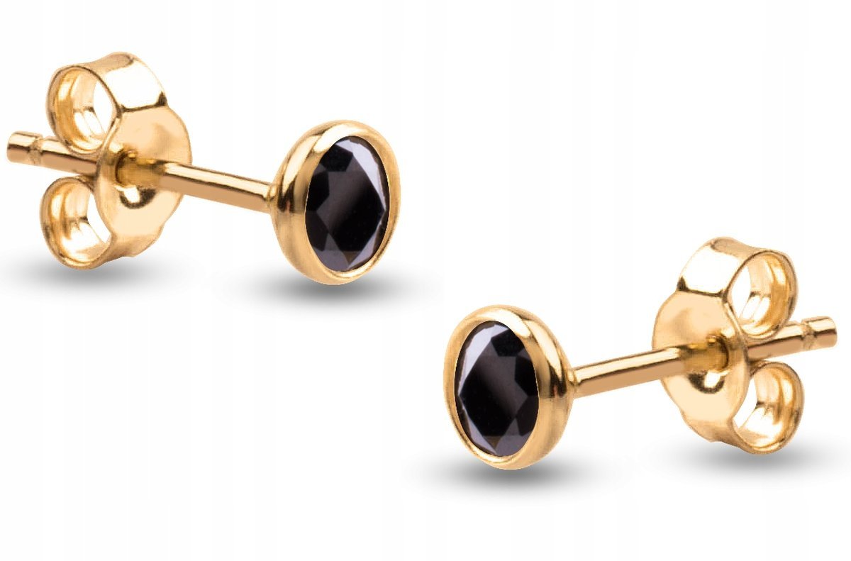 ZŁOTE KOLCZYKI NA SZTYFT ONYX 585