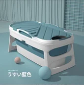 Wanienki dla dzieci - Składana wanna do kąpieli z pokrywą - niebieska - miniaturka - grafika 1