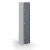 Szafki biurowe - Szafka ubraniowa ze schowkami, 3 schowki, 1850 x 300 x 500 mm, zamek obrotowy, drzwi ciemnoszare - miniaturka - grafika 1