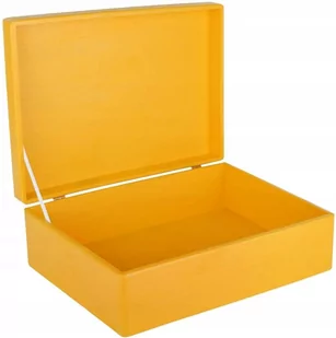 Drewniane pudełko skrzynka z wiekiem, 40x30x14 cm, żółte, do decoupage dokumentów zabawek narzędzi - Pudełka i szkatułki - miniaturka - grafika 1
