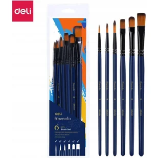 Zestaw pędzli FINENOLO 6szt miękki nylon EC277 DELI - Przybory szkolne - miniaturka - grafika 1