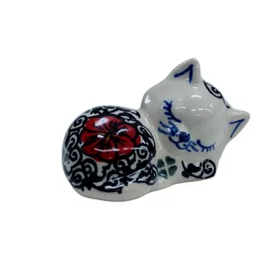 Ceramiczny kotek spioch Ceramika Bolesławiec - Figurki dekoracyjne - miniaturka - grafika 1
