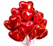 Balony i akcesoria - Balon Foliowy Czerwone Serce Serca Walentynki Valentine's Day 10 szt - miniaturka - grafika 1