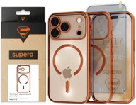 Etui i futerały do telefonów - Etui Supero Tpuplating MagSafe do iPhone 17 Pro, pomarańczowo-przezroczyste + szkło - miniaturka - grafika 1