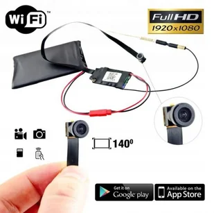 Szpiegowska Szerokokątna Mini Kamera WiFi (do ukrycia zabudowy) FHD na Żywo (cały świat!) + Zapis. - Minikamery i aparaty szpiegowskie - miniaturka - grafika 1