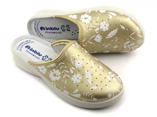 Klapki damskie medyczne ze skórzaną wkładką - Inblu 50-51, platynowe - Klapki i japonki damskie - miniaturka - grafika 1
